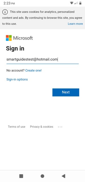 Enter your Email address and select Next