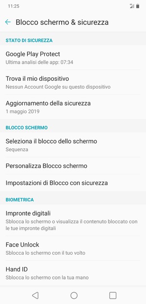 Il tuo telefono è ora protetto dal blocco schermo