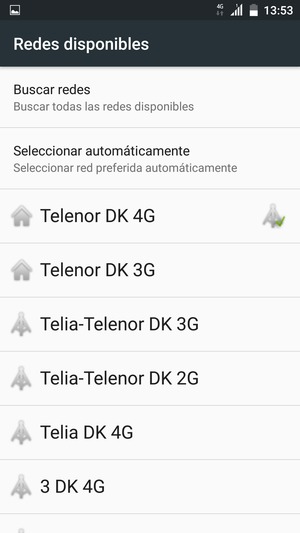 Seleccione un operador de red de la lista