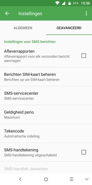 Selecteer SMS-servicecenter