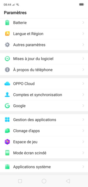 Faites défiler et sélectionnez Mises á jour du logiciel
