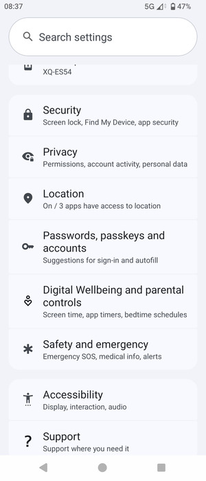 Return to the Settings menu and select Passwords, passkeys and accounts