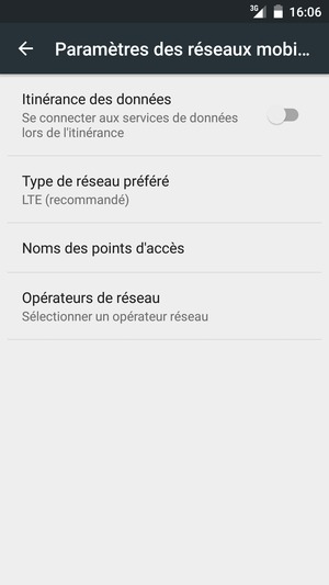 Sélectionnez Type de réseau préféré