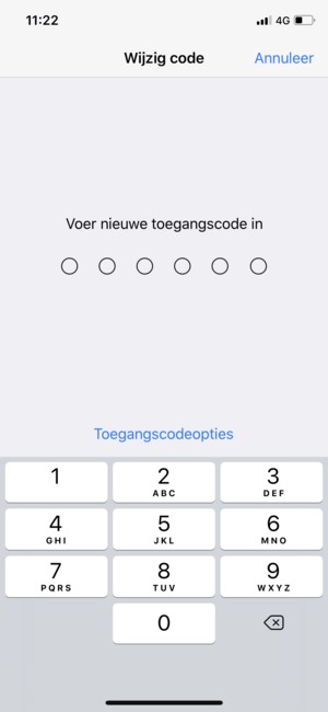 Voer uw nieuwe wachtwoordcode in