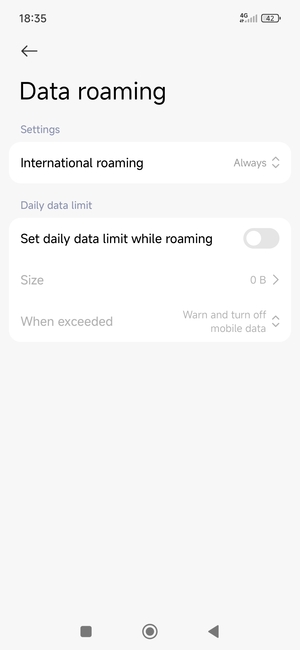 Select International roaming