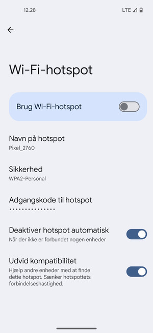 Vælg Adgangskode til hotspot