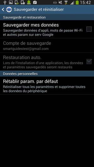 Cochez la case Sauvegarder mes données