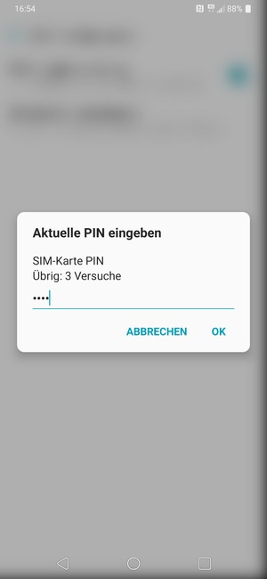 Geben Sie Ihre Aktuelle SIM-Karte PIN ein und wählen Sie OK