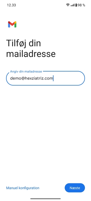 Indtast din e-mailadresse og vælg NÆSTE