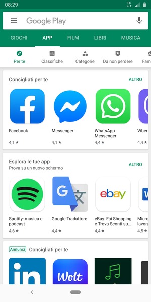 Seleziona la barra di ricerca
