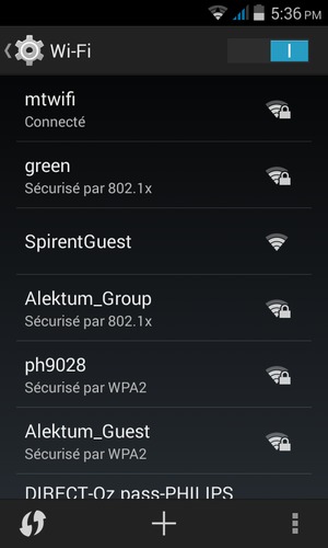 Vous êtes maintenant connecté au réseau Wi-Fi