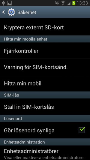 Välj Ställ in SIM-kortslås