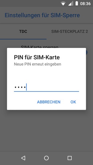 Bestätigen Sie Ihre neue PIN der SIM-Karte und wählen Sie OK