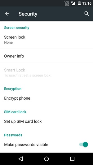 Select Screen lock