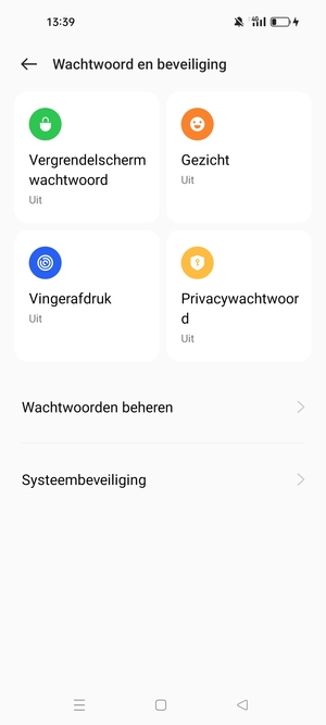 Om uw schermvergrendeling te activeren, ga naar het Wachtwoord en beveiliging-menu en selecteer Vergrendelscherm wachtwoord