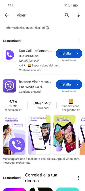 Seleziona l'applicazione