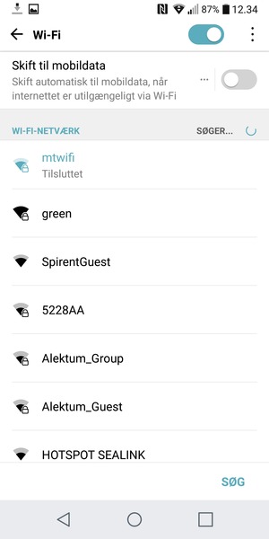 Du er nu tilsluttet Wi-Fi netværket