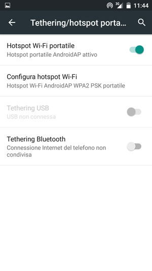 Il telefono è ora pronto per essere usato come modem