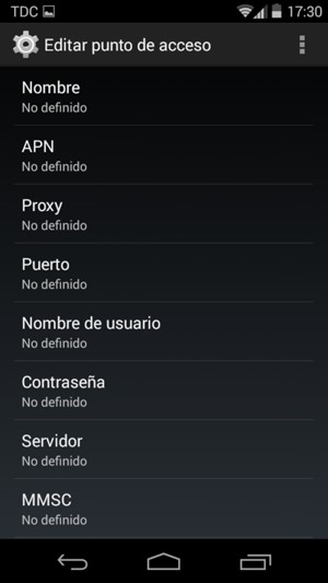 Introduzca la información de Internet
