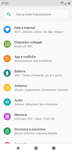 Seleziona Rete e Internet