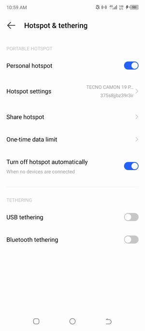 Your phone is now set up for use as a modem