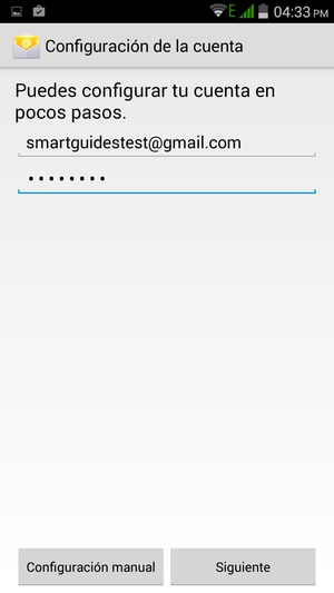 Introduzca su dirección de correo electrónico de Gmail o Hotmail y su contraseña. Seleccione Siguiente