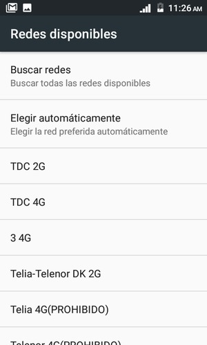 Seleccione un operador de red de la lista