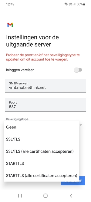 Selecteer Geen