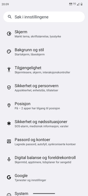 Bla til og velg Posisjon
