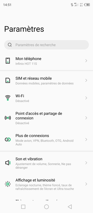 Sélectionnez SIM et réseau mobile