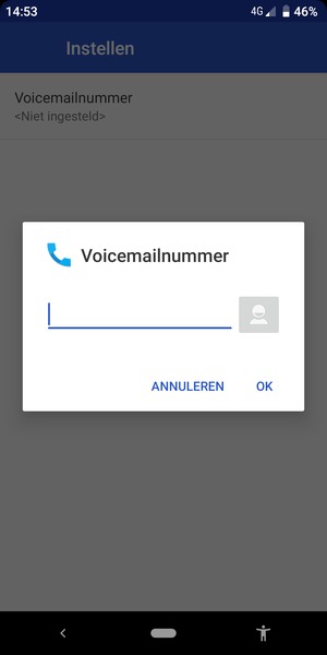 Voer het Voicemailnummer in en selecteer OK