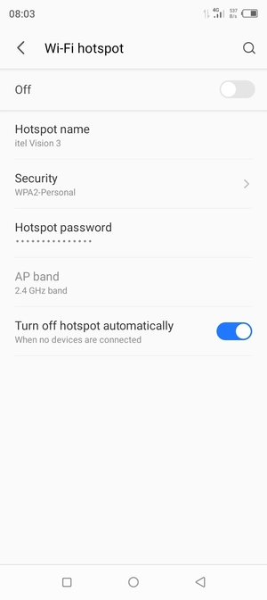 Select Hotspot password