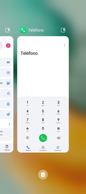 Seleccione el icono Eliminar para cerrar todas las aplicaciones en ejecución