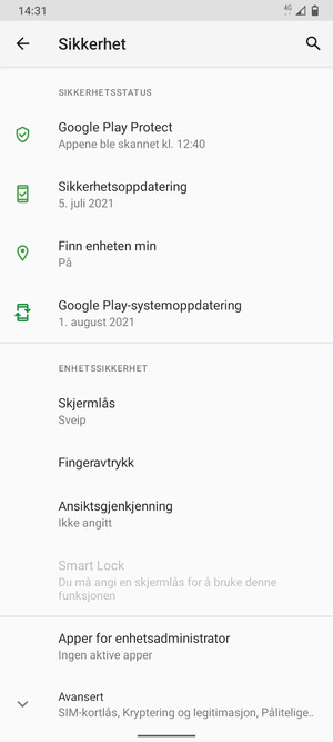 Velg Skjermlås