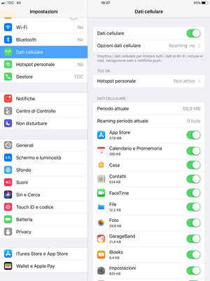 Per cambiare il PIN della scheda SIM, seleziona Dati cellulare e Opzioni dati cellulare