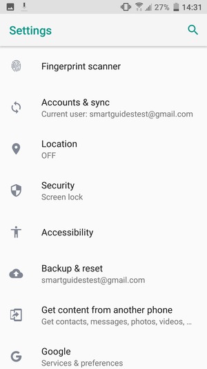 Scroll to and select Security