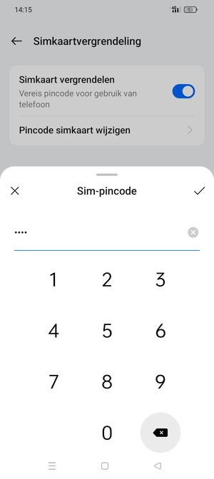 Voer Huidige pincode voor de simkaart in en selecteer OK