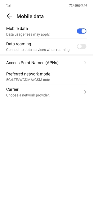To change network if network problems occur,  select Carrier