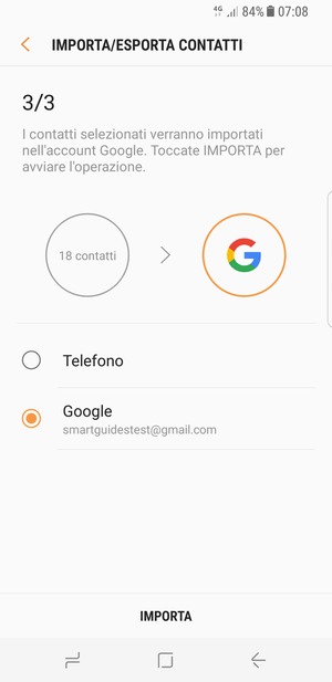 Seleziona IMPORTA