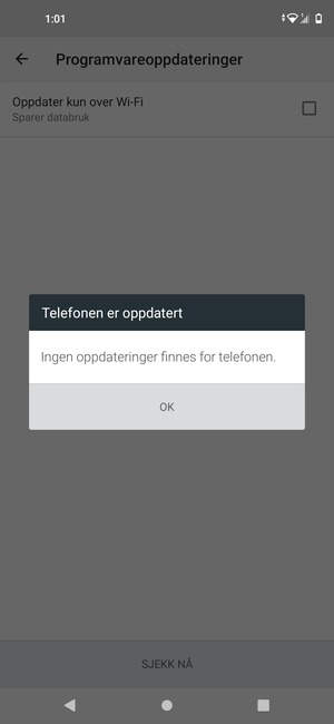Hvis telefonen din er oppdatert, velg OK