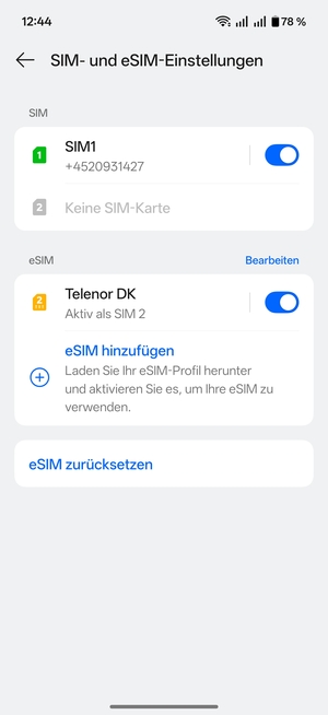 Ihre eSIM wurde
nun aktiviert