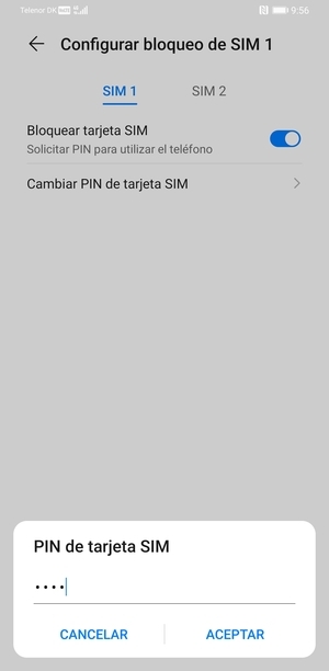 Introduzca su Nuevo PIN de tarjeta SIM y seleccione ACEPTAR