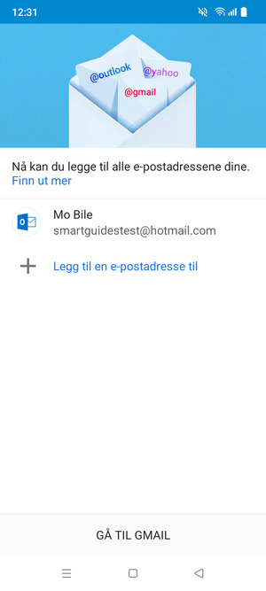 Velg GÅ TIL GMAIL