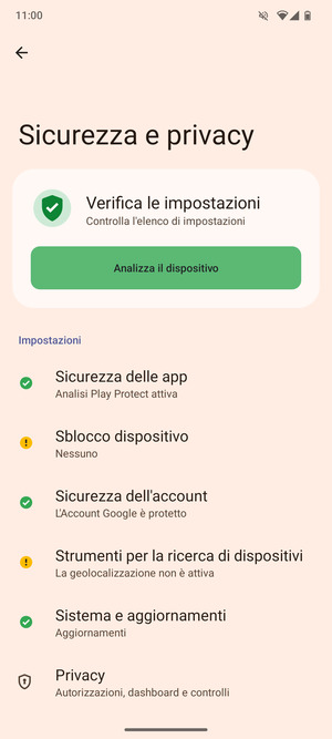 Seleziona Sblocco dispositivo