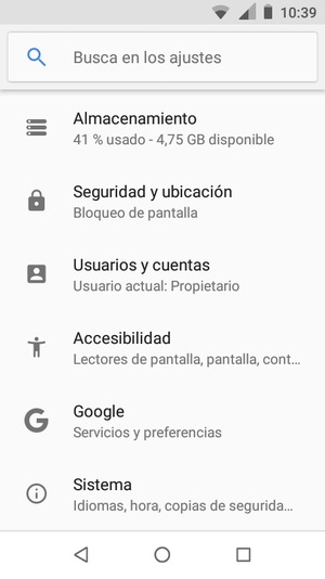 Desplácese y seleccione Seguridad y ubicación