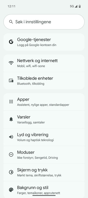 Velg Nettverk og internett