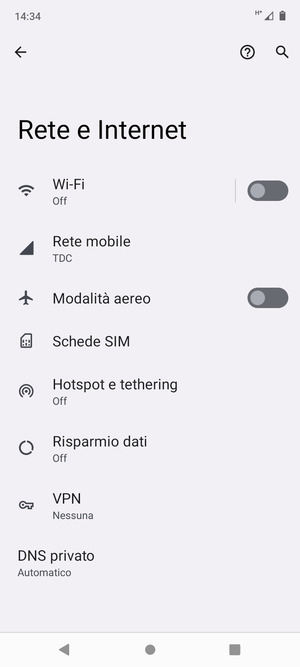 Seleziona Wi-Fi