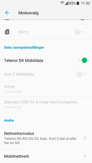 Bla til og velg Nettverksmodus