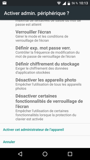 Faites défiler vers le bas et sélectionnez Activer cet administrateur de l'appareil