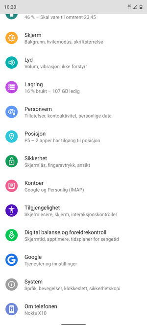 Bla til og velg Sikkerhet